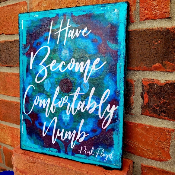 Pink Floyd Moon Mandala Comfortably Numb Music Handmade Wall Art Blue Teal - Picture 2 of 5